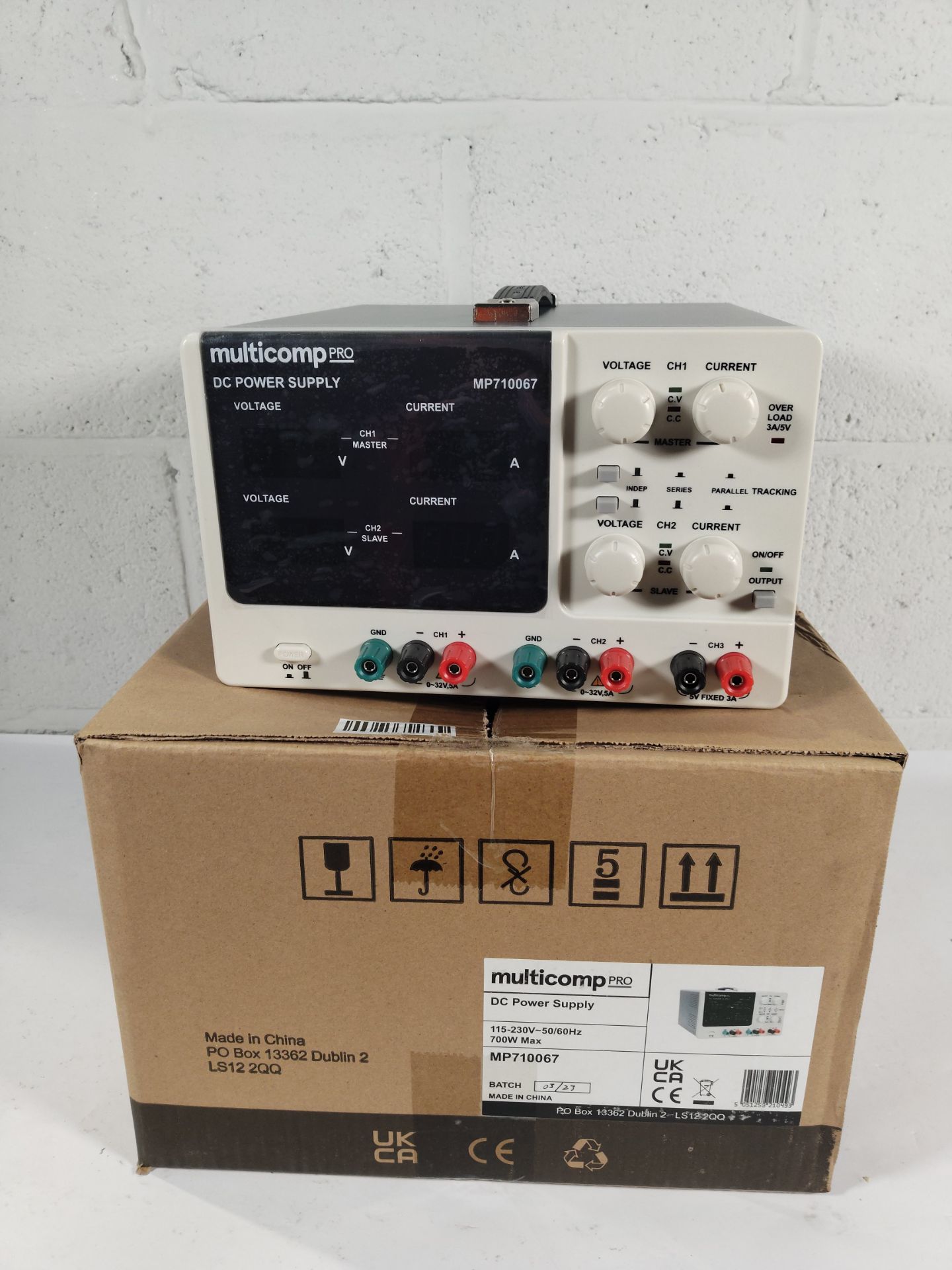 An as new Multicomp Pro bench top regulated DC power supply (REF: MP710067).