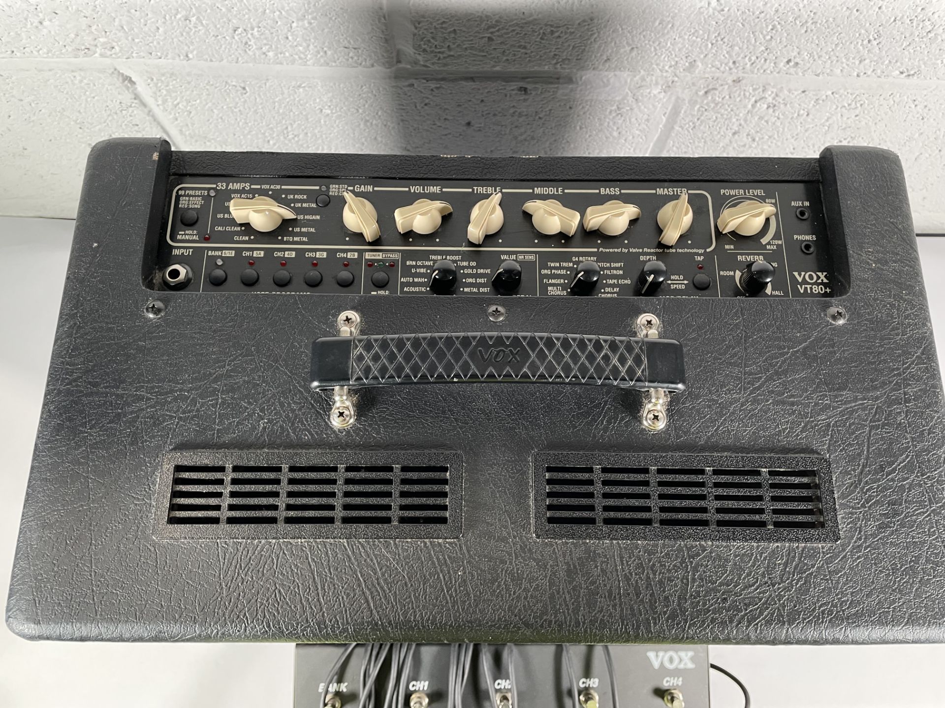 A pre-owned Vox Valvetronix VT80+ combo amp with a VFS5 footswitch (NO leads). - Image 2 of 3