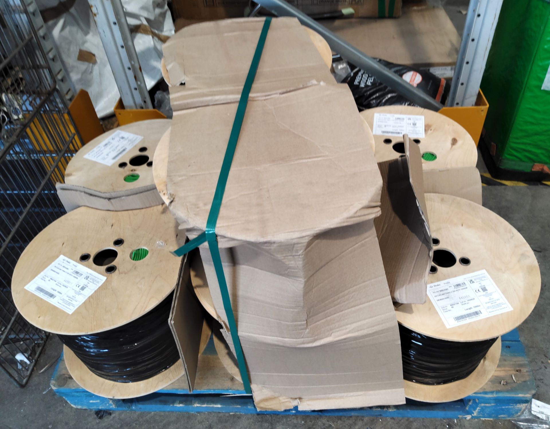 Eight Prysmian DR 0.6/2.8AF FRNC-C GN HDTV 1000DW green cable - 1000m per reel (8000 meters total).