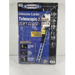 An as new Werner 2.9m telescopic extension ladder, soft close with automatic locking system. (