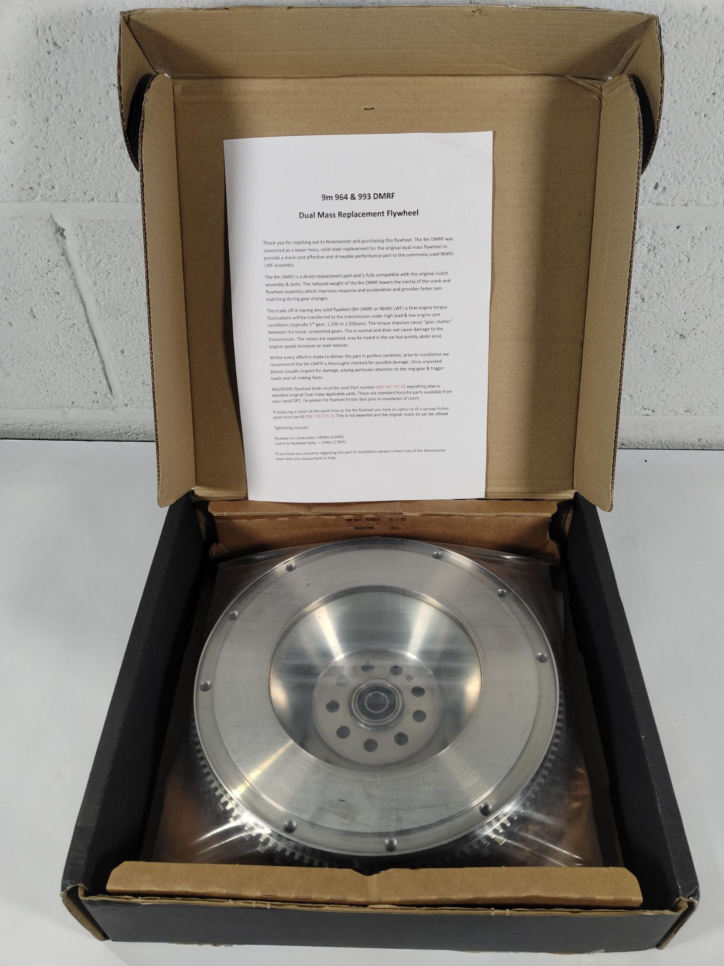 An as new Ninemaister Dual Mass 9m 964 and 993 DMRF mid weight replacement fly wheel, fitment for ce
