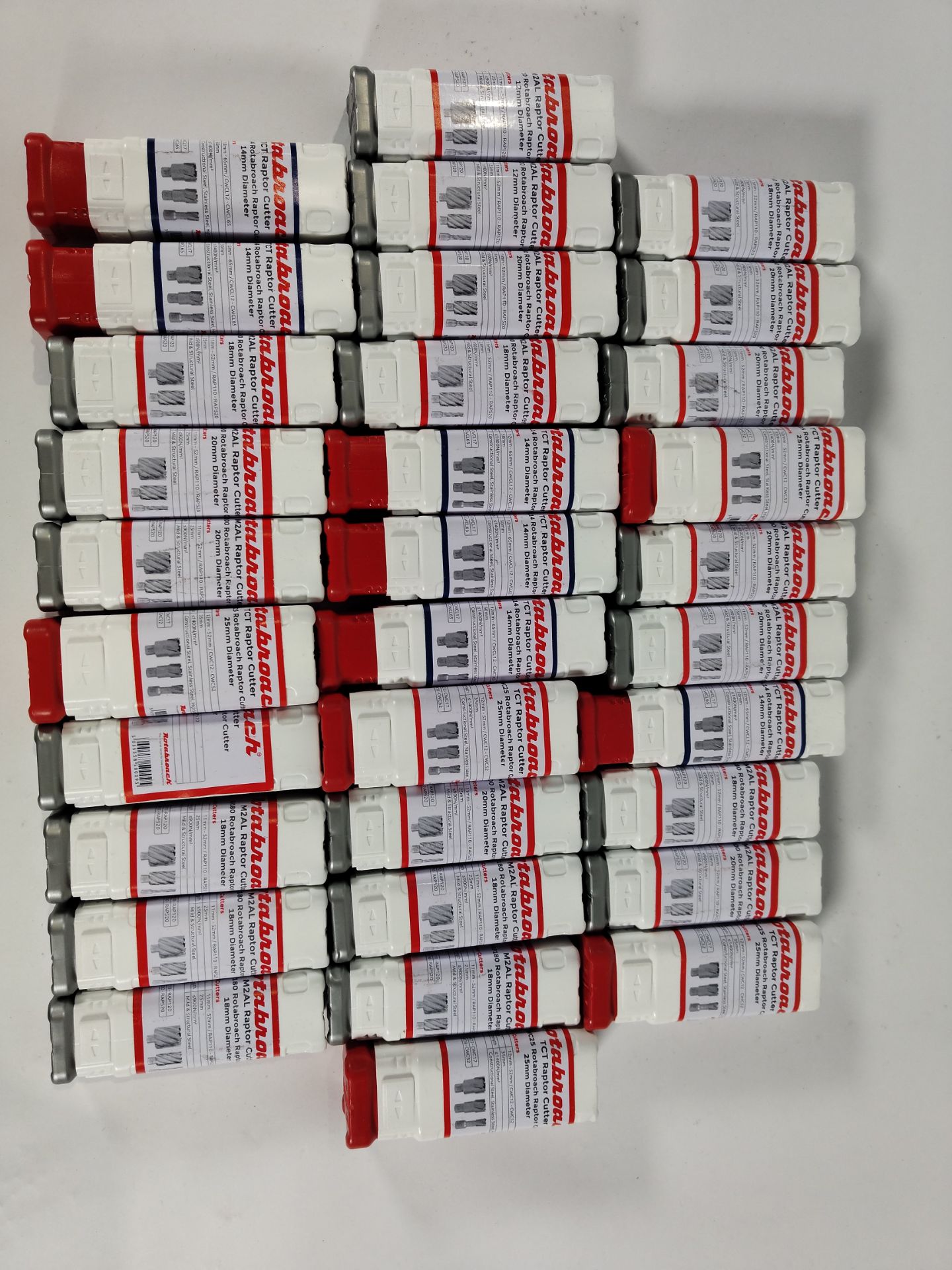 Thirty two as new Rotabroach cutters to include TCT Raptor cutters and M2AL Raptor cutters.