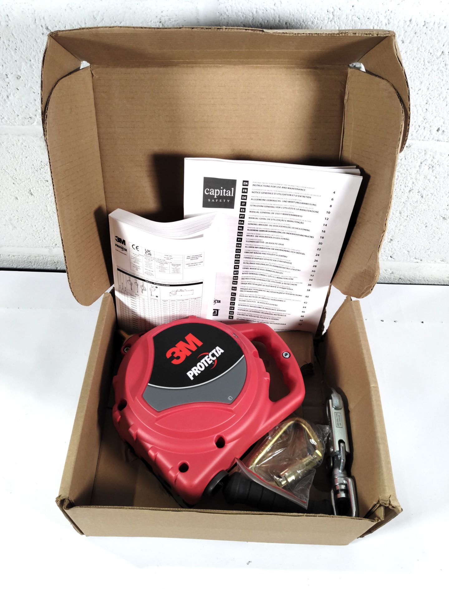 A 3M Protecta Rebel 6m galvanised cable self retracting lifeline with manual, boxed (3590520) (stock - Image 2 of 3