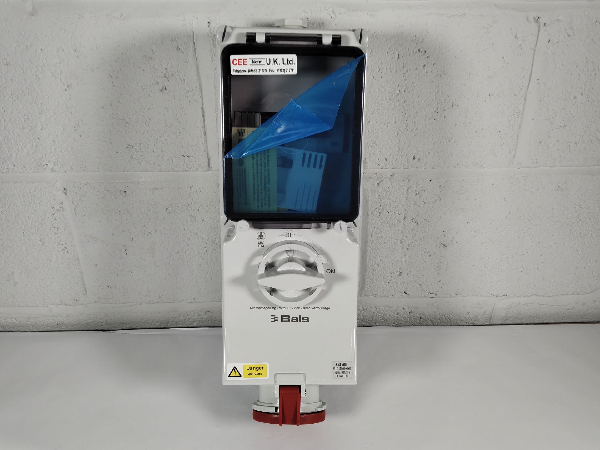As new Bals CEE Norm Interlocked Wall Socket, 63A, 400V, 3P+N+E (880464-A).