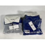 Three Lacoste zip up sweatshirts (2x 6 and 1x 4).