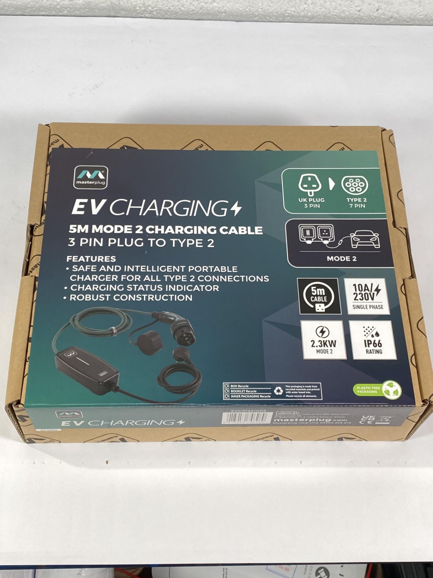 An as new Masterplug EV Charging 5m Mode 2 charging cable.
