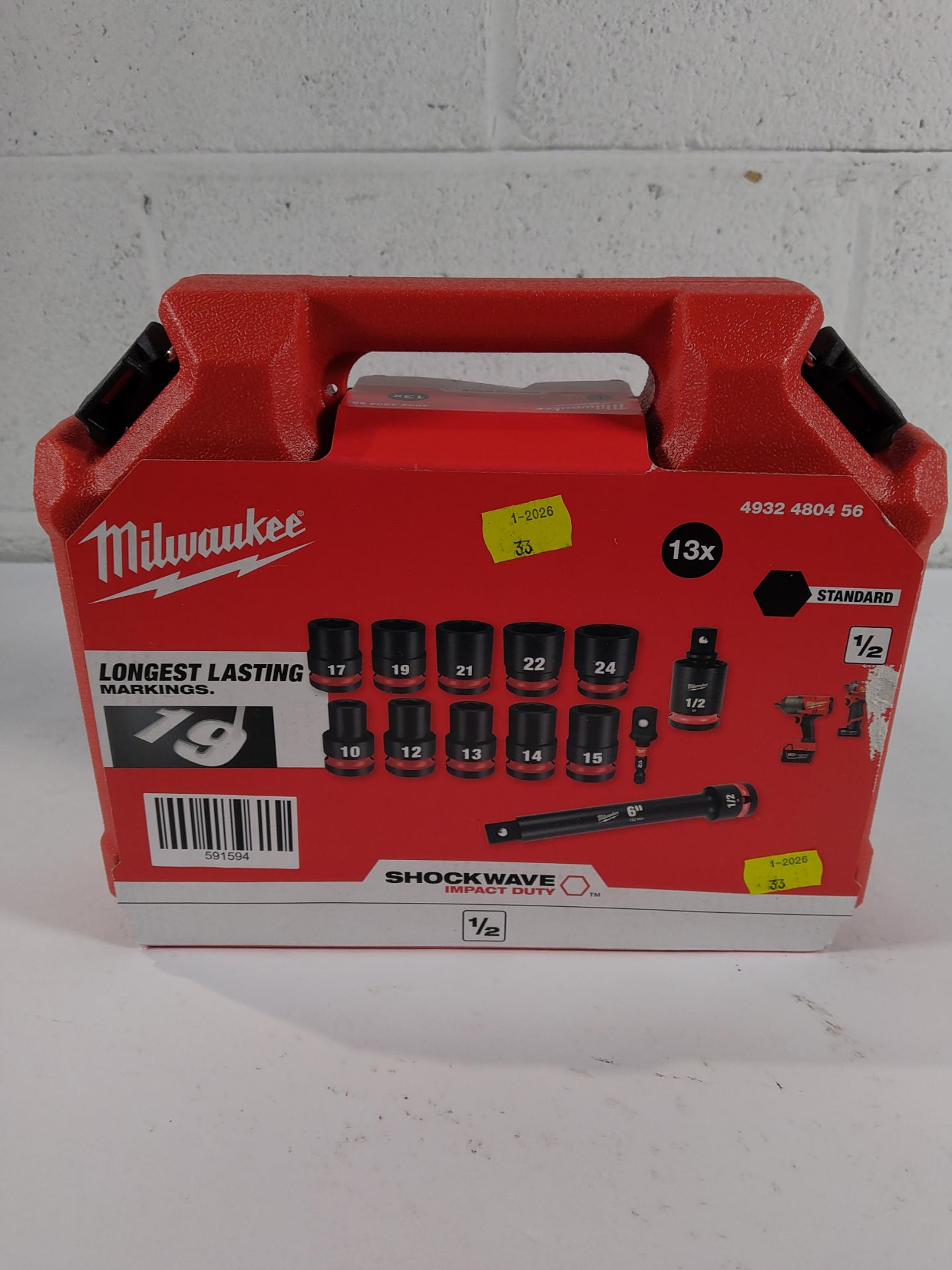 A Milwaukee 13-piece shockwave 1/2" impact socket set.