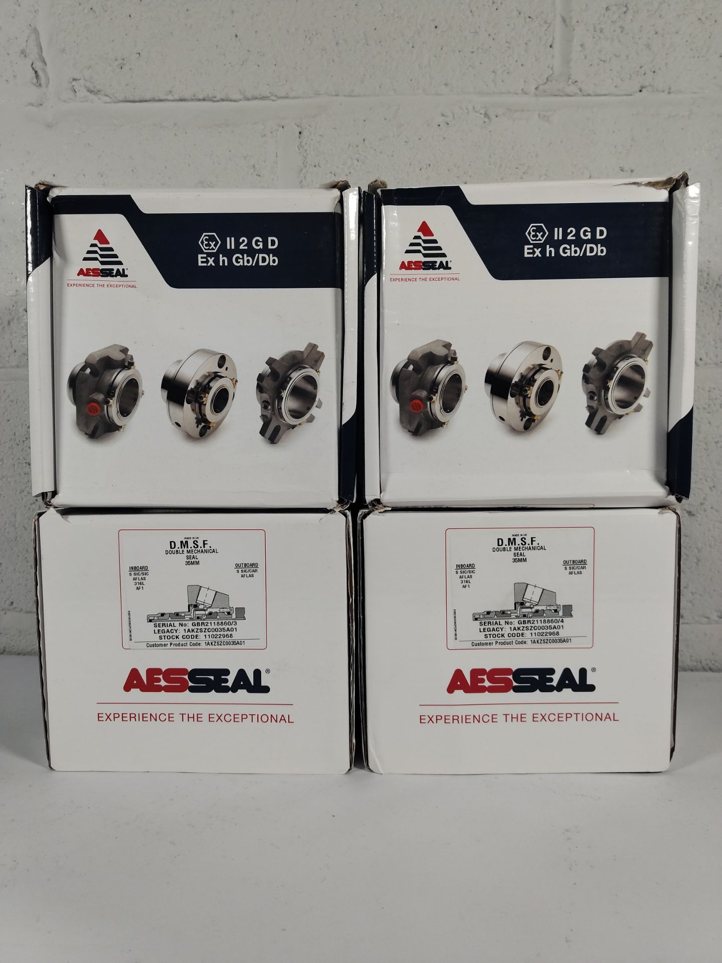 Four as new AESSEAL D.M.S.F double mechanical seals 35mm (REF: 1AKZSZC0035A01).