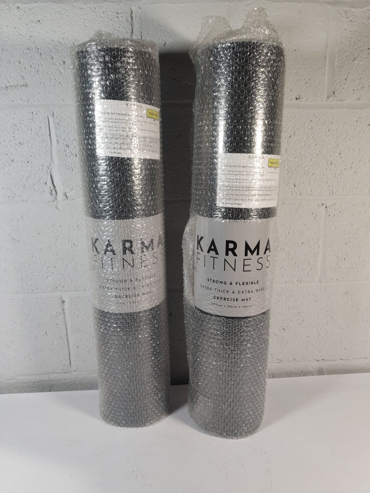 Two as new Karma Fitness extra thick and extra wide exercise mats, Size: 183cm x 80cm x 10mm.