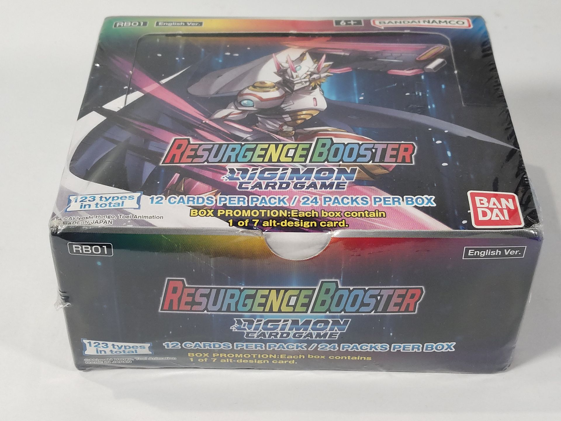 An as new and sealed Bandai Namco Resurgence Booster Digimon card game booster box (12 cards per pac