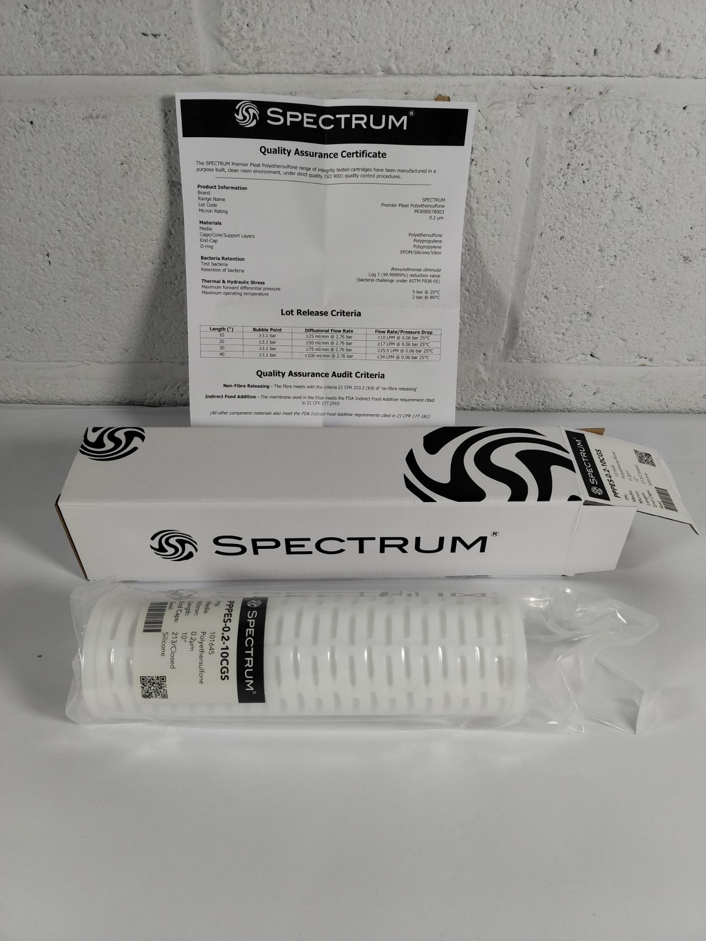 An as new Spectrum Premier Pleat Polyethersulfone PES filter 0.2µm 10" 213/closed, silicone o-rings - Image 2 of 2