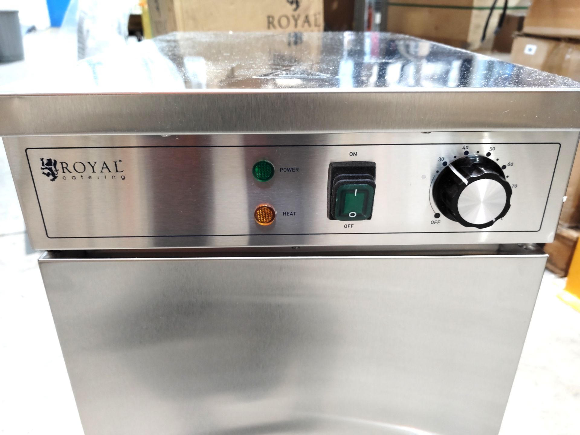 A Royal Catering cup warming trolley, slight damage/dents to outer casing and box. - Image 6 of 6