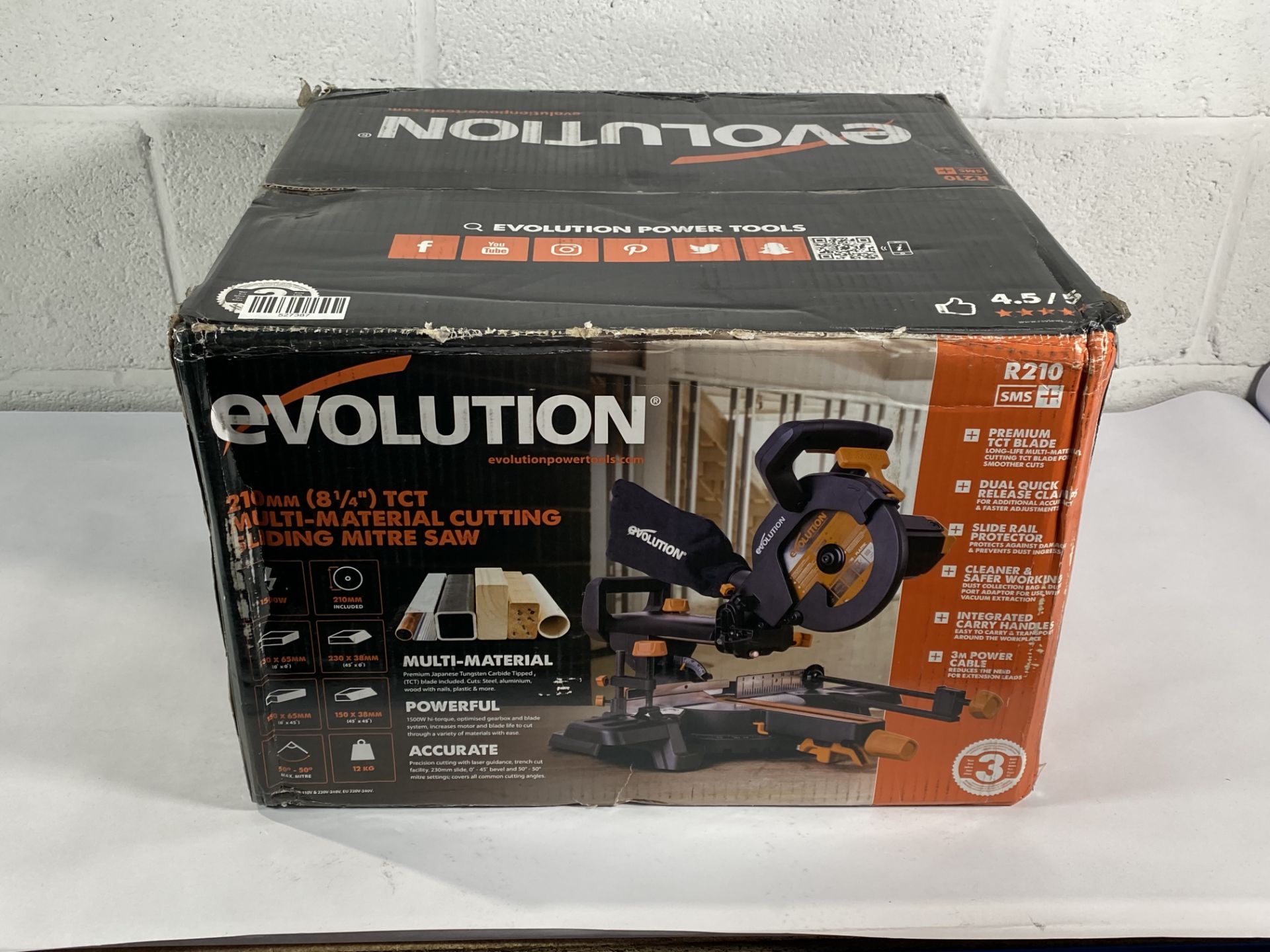 An Evolution R210SMS mitre saw.