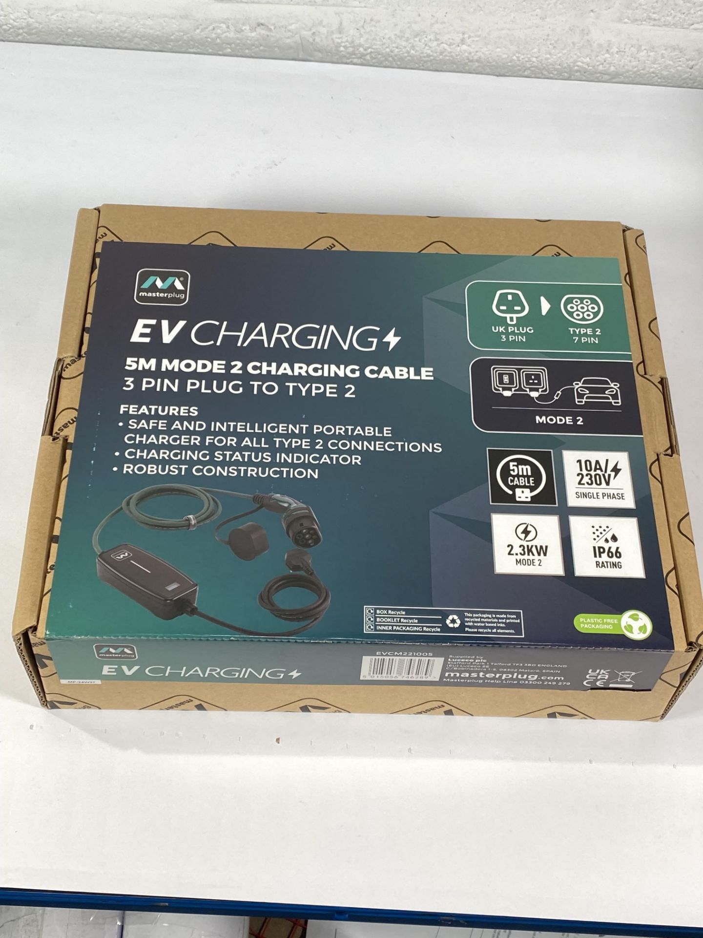 An as new Masterplug EV Charging 5m Mode 2 charging cable.