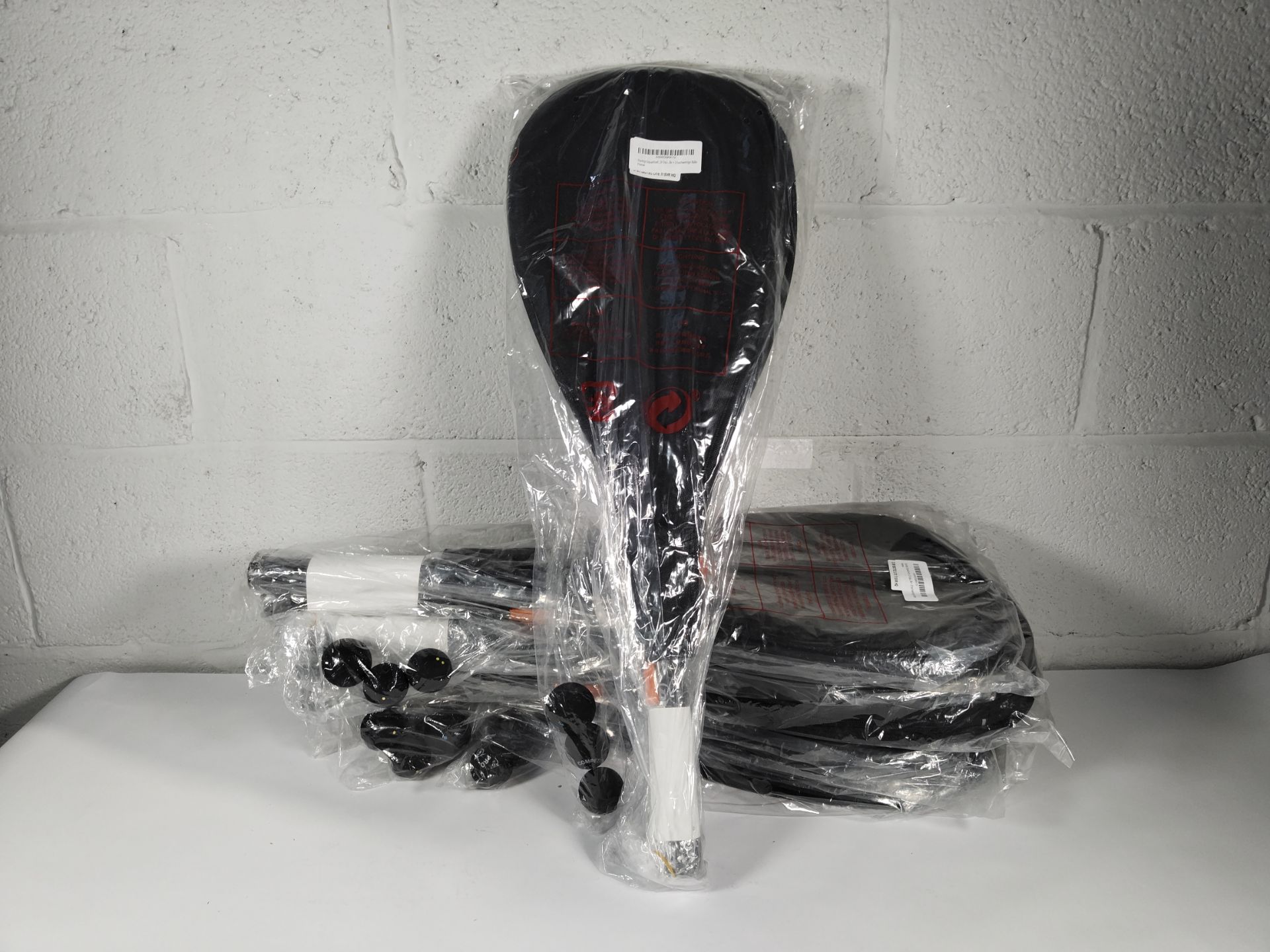 Five sets of as new Dunlop Biotec Lite Squash Rackets with 3 balls (2 rackets per set).