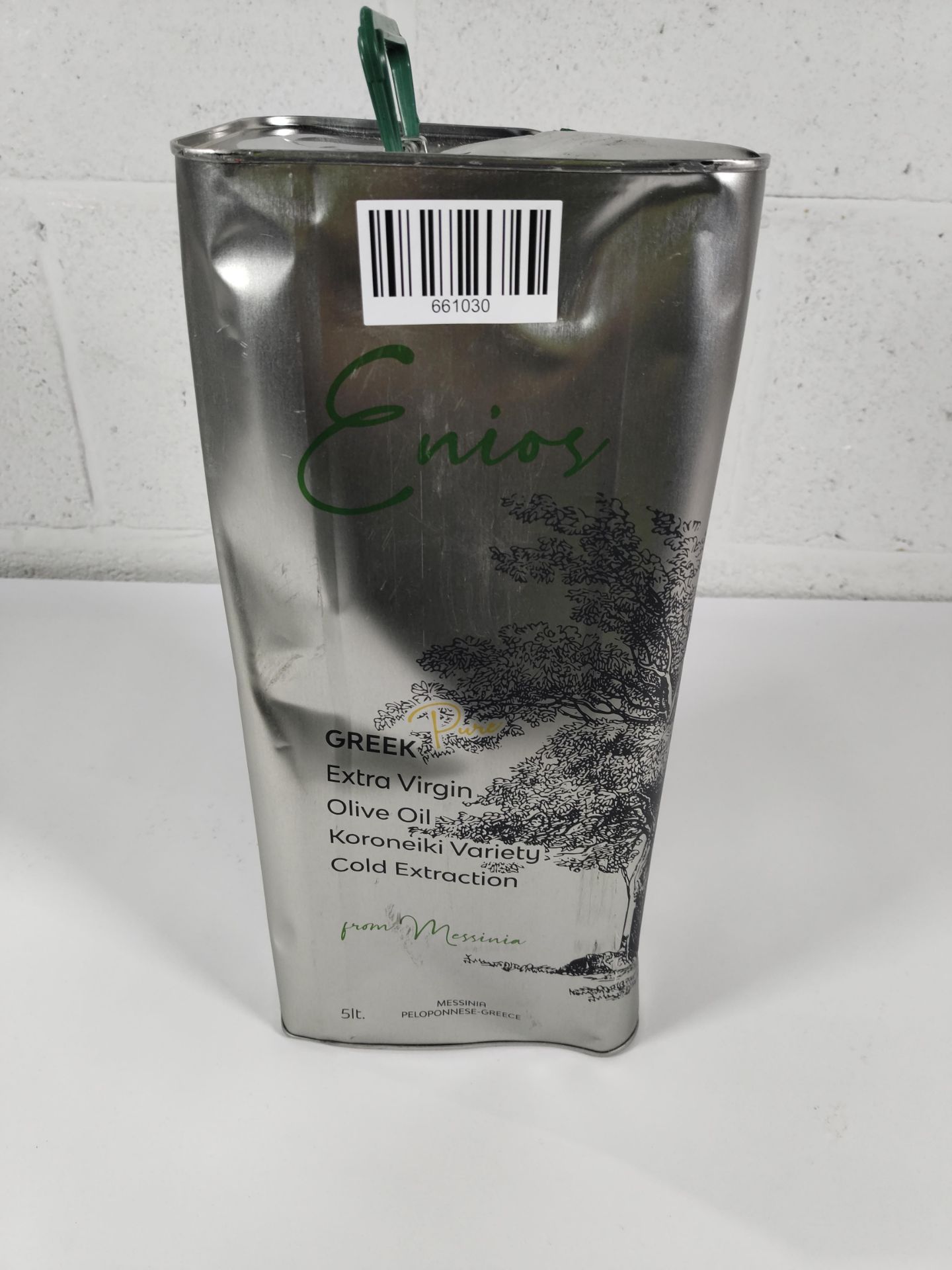 An Enios Greek pure extra virgin olive oil, cold extraction, Koroneiki variety 5L, best before 11/20