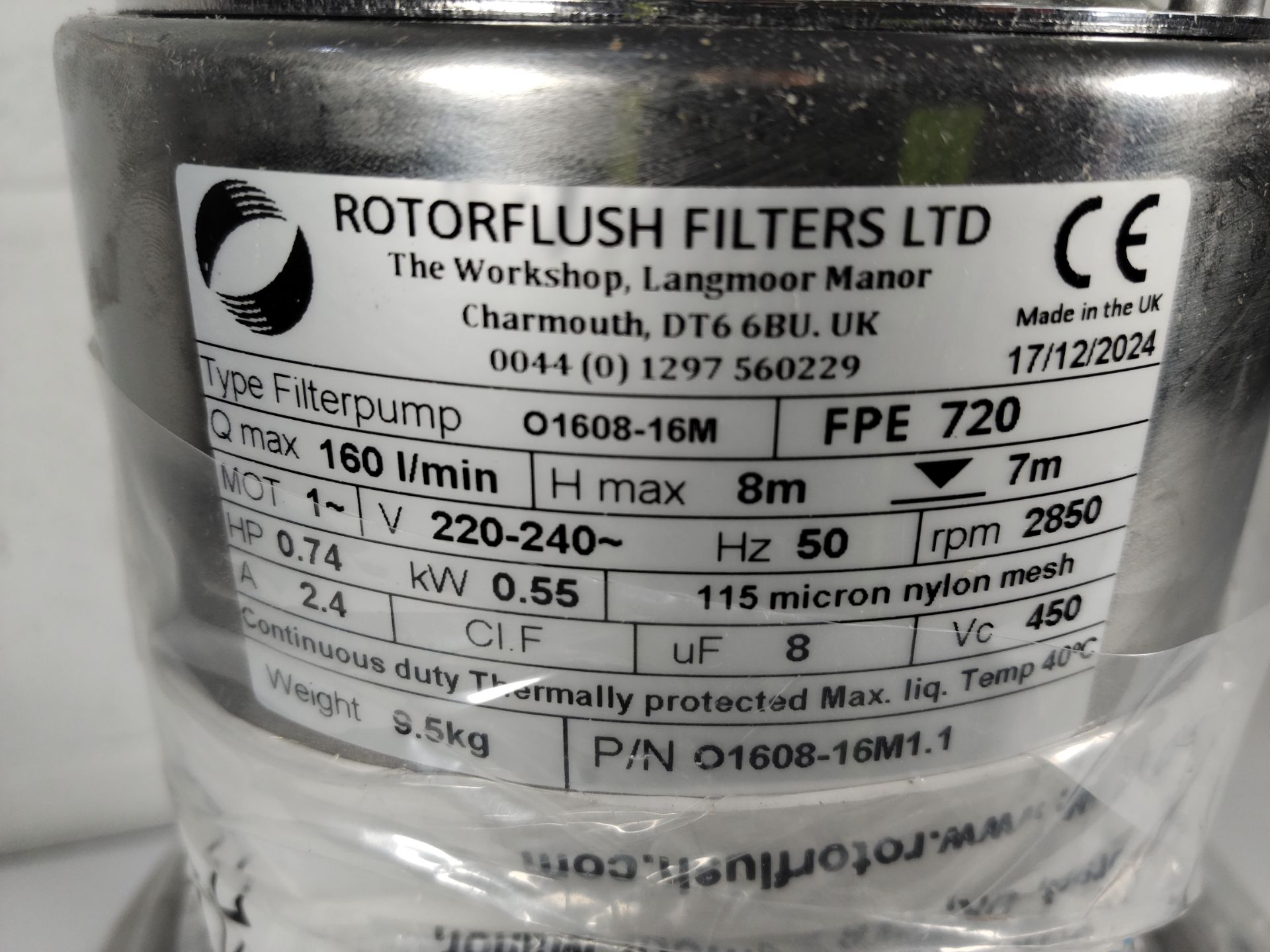 A Rotorflush self cleaning filter submersible pump, H.P - 0.74, Qmax - 160 l/min, with maintenance u - Image 2 of 2