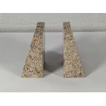 Four as new Fossilstone Onyx Marble Wedge Bookends, Beige.