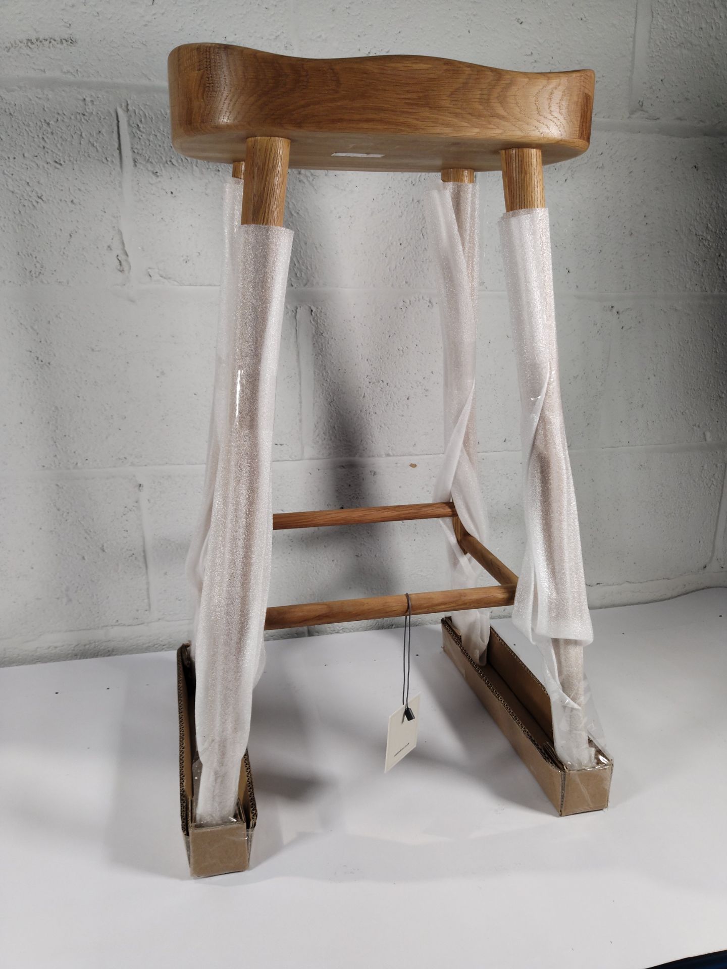 An as new Cox and Cox weathered natural oak counter stool. - Image 2 of 2