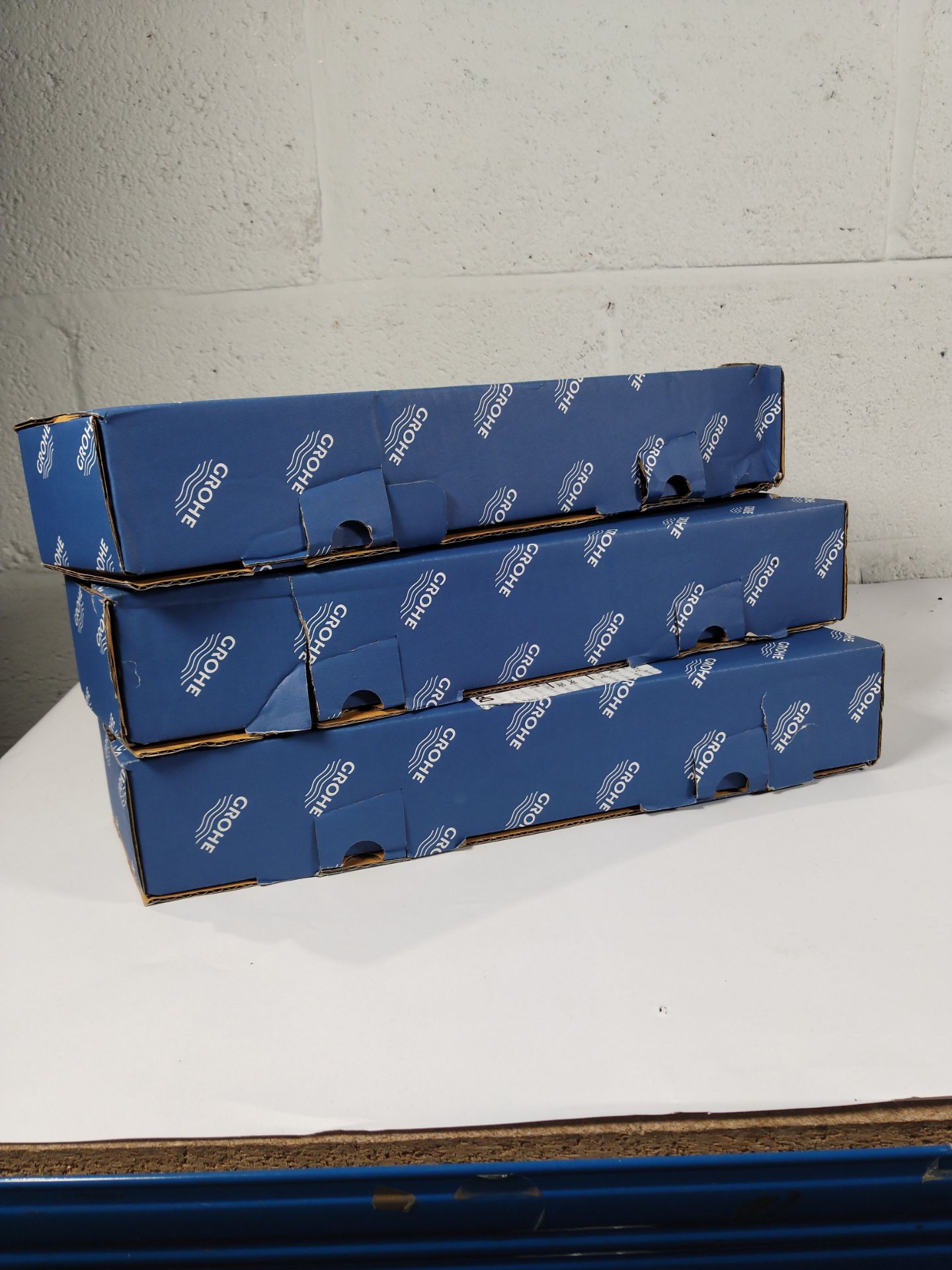 Three boxed as new Grohe BauEdge mono basin mixer taps in chrome. - Image 3 of 3