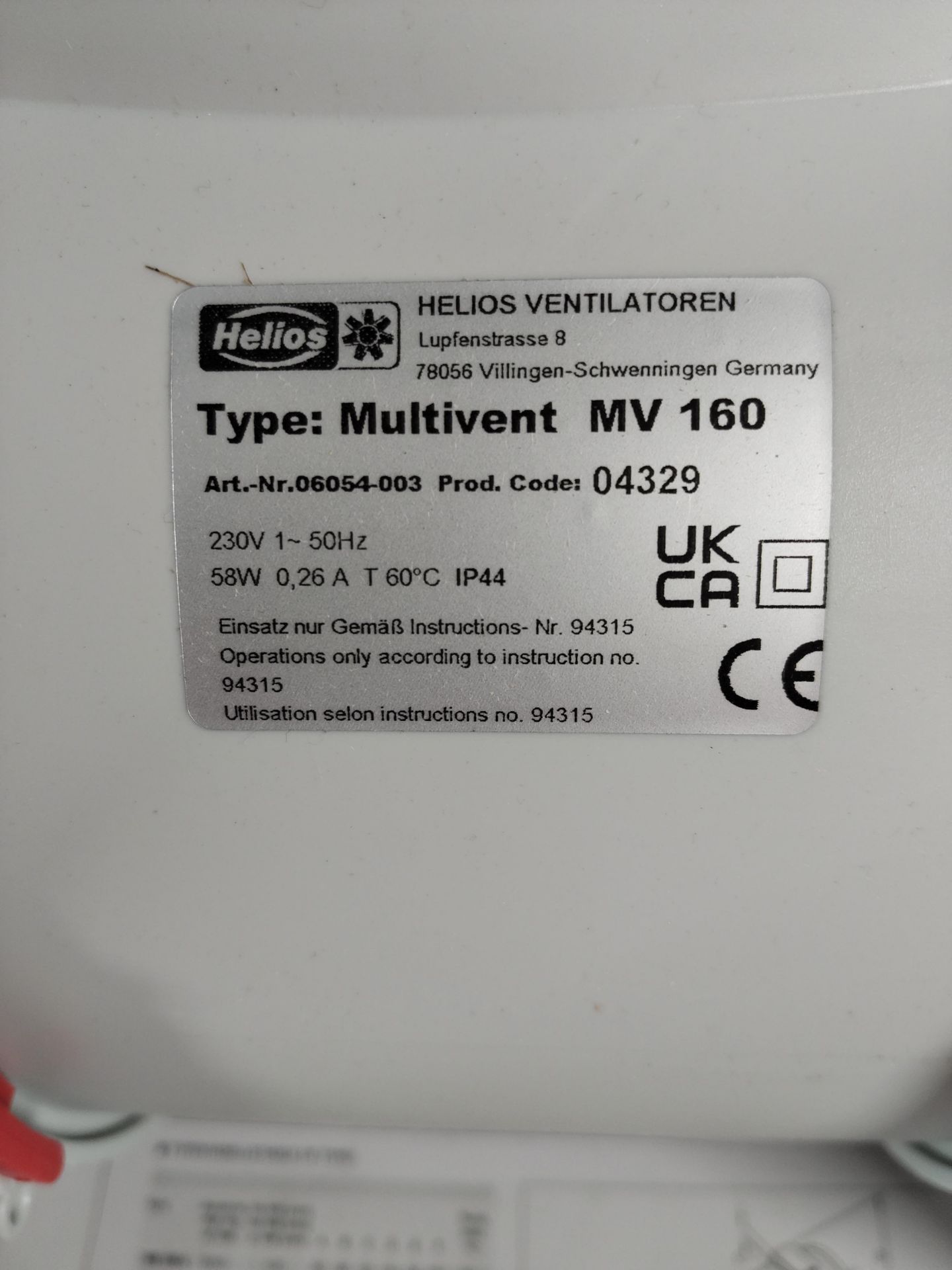 A Helios MV 160 Multi-vent Rohrventilator 1-ph fan, boxed (06054). - Image 3 of 5
