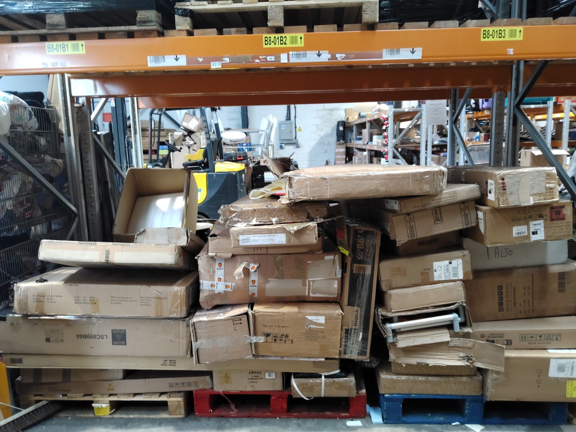 Two pallets of assorted furniture and flat pack items.