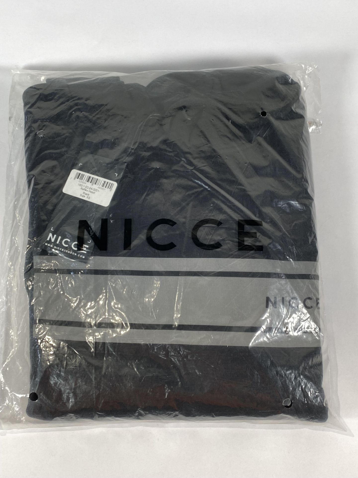Four Nicce Reflex hoodies (1x XS, 1x S, 1x M, 1x L).