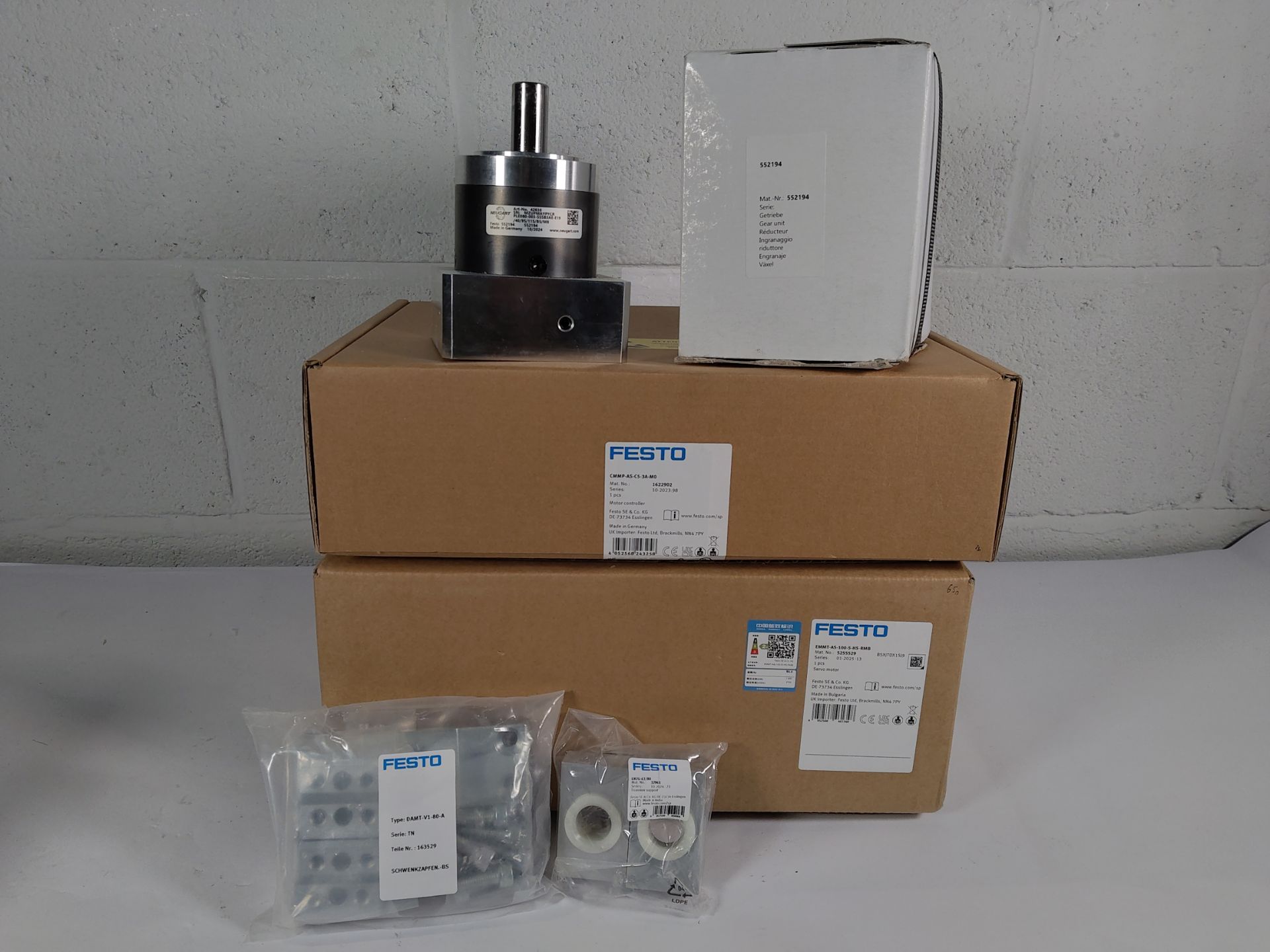 As new Festo components including CMMP-AS-C5-3A-MO, EMMT-AS-100-S-HSRMB, Neugart PLE80 and more.