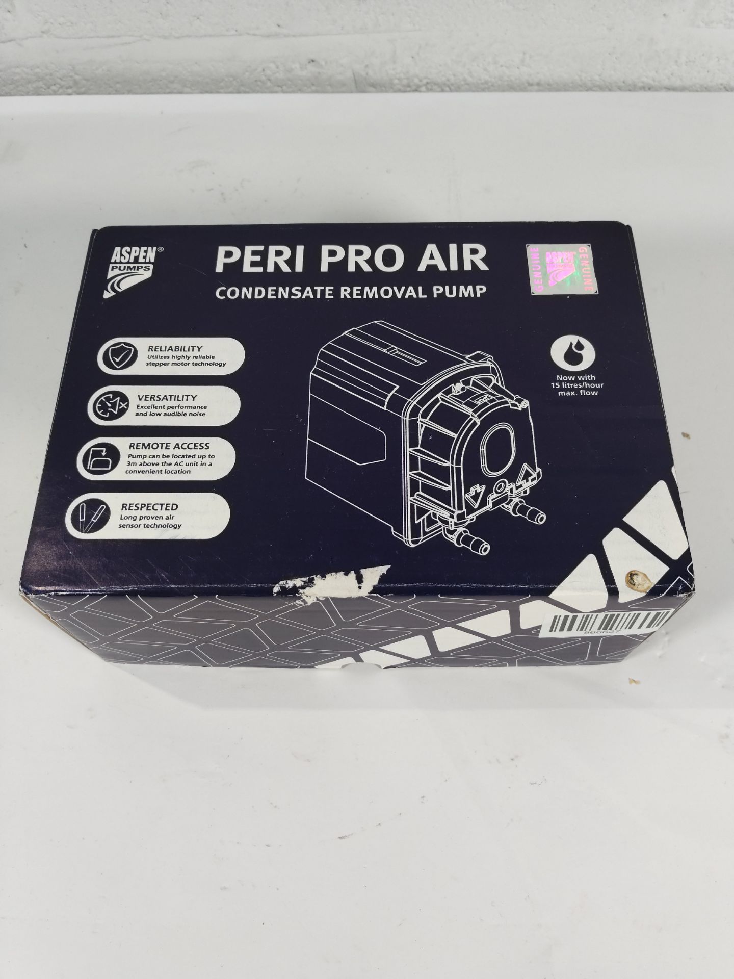 A boxed as new Aspen Peri Pro peristaltic condensate pump FP3390.