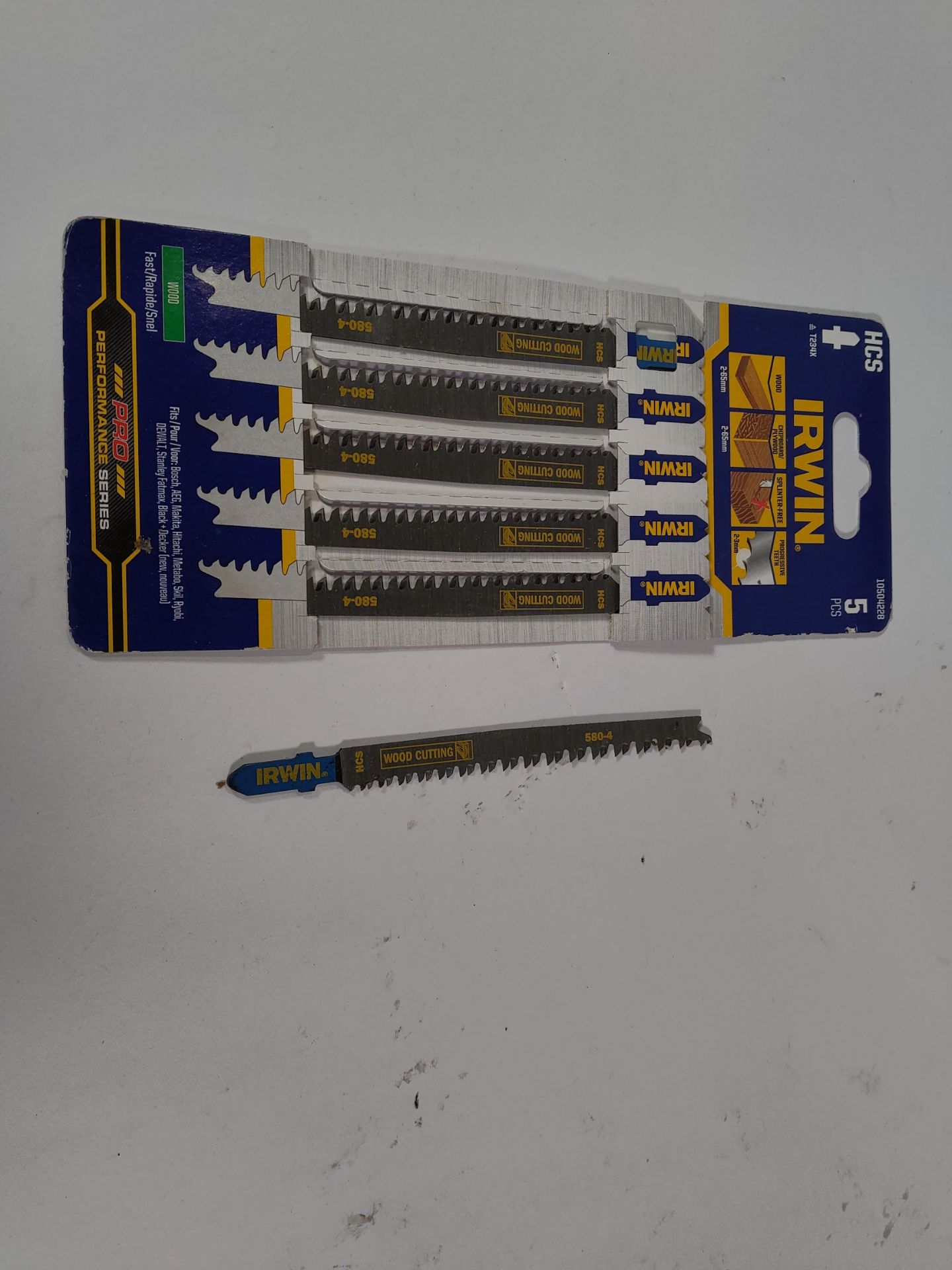 Approximately 45 packs x 5 of as new Irwin 580-4 wood cutting blades T234X 10504228. - Image 2 of 2