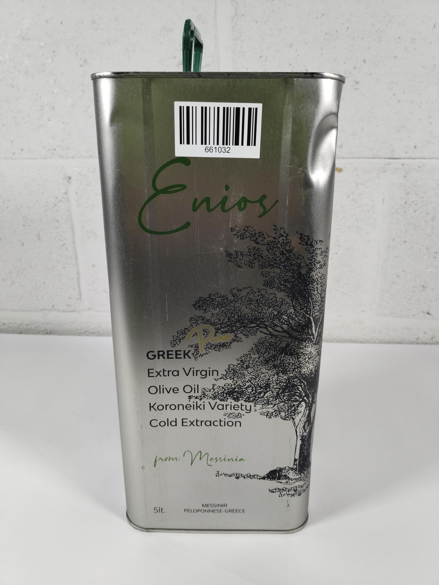An Enios Greek pure extra virgin olive oil, cold extraction, Koroneiki variety 5L, best before 11/20
