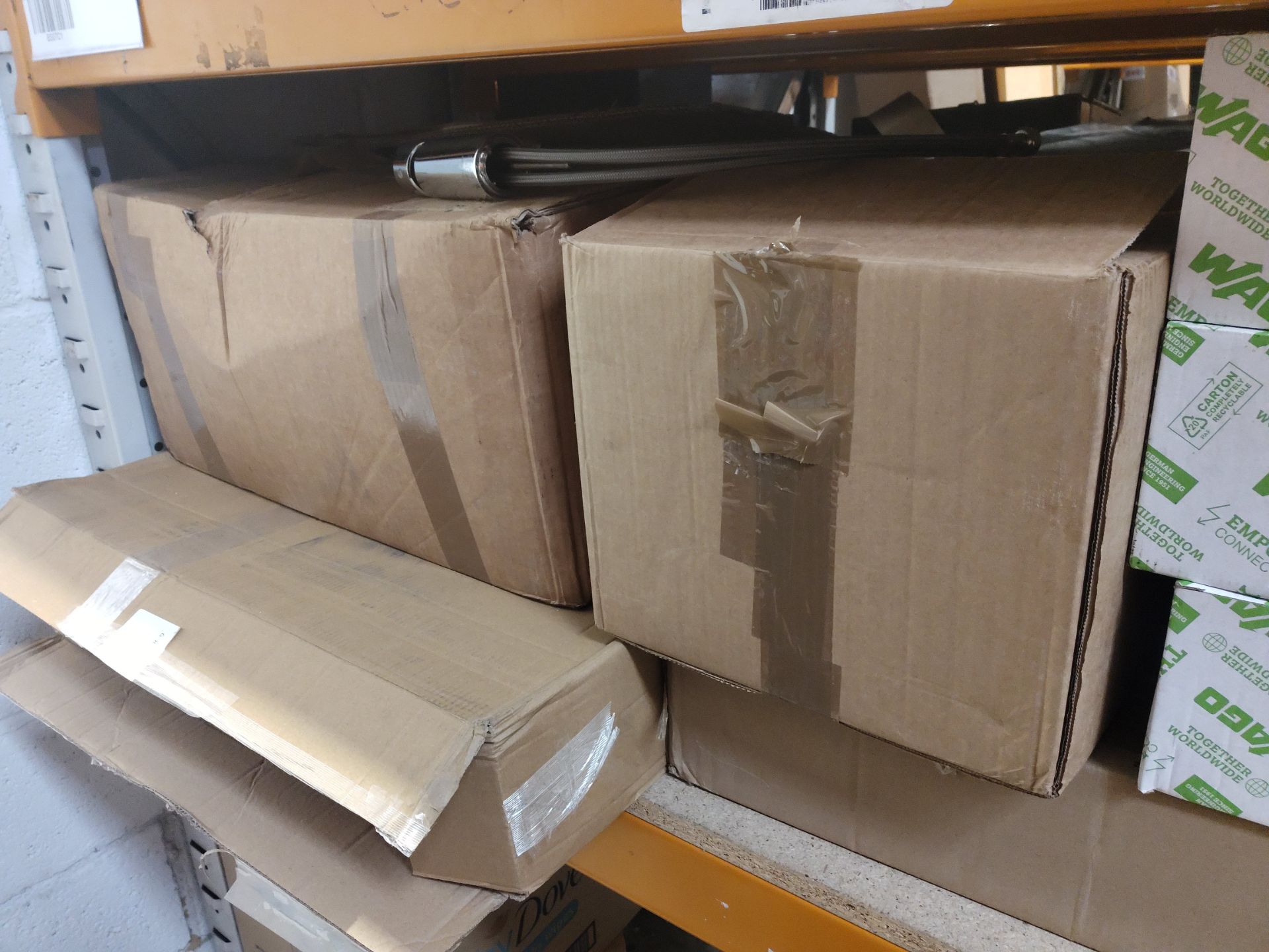 Assorted electrical and plumbing items on three shelves. - Image 2 of 4