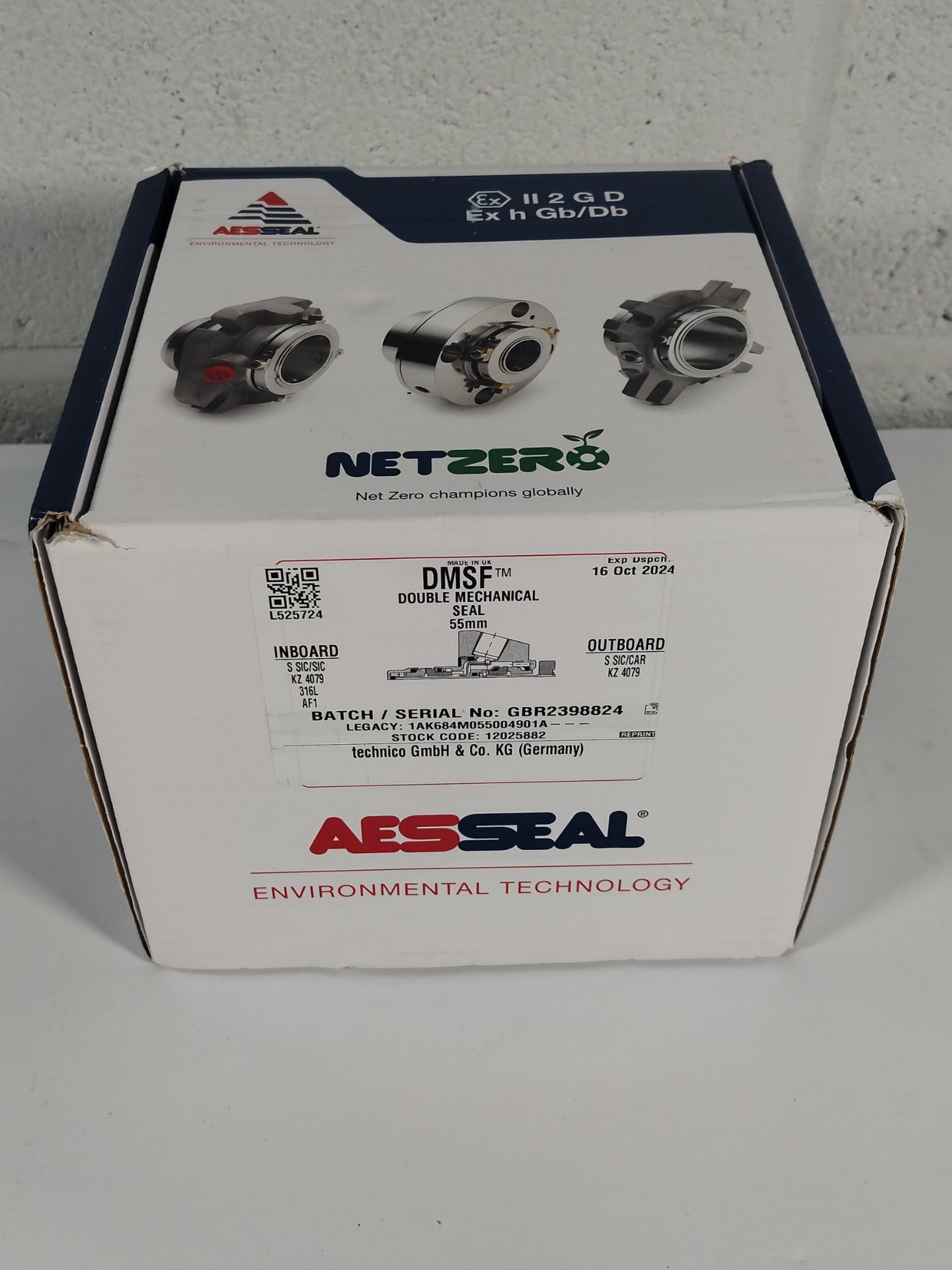 An as new AESSEAL 55mm DMSF double mechanical seal (REF: 1AK684M055004901A).