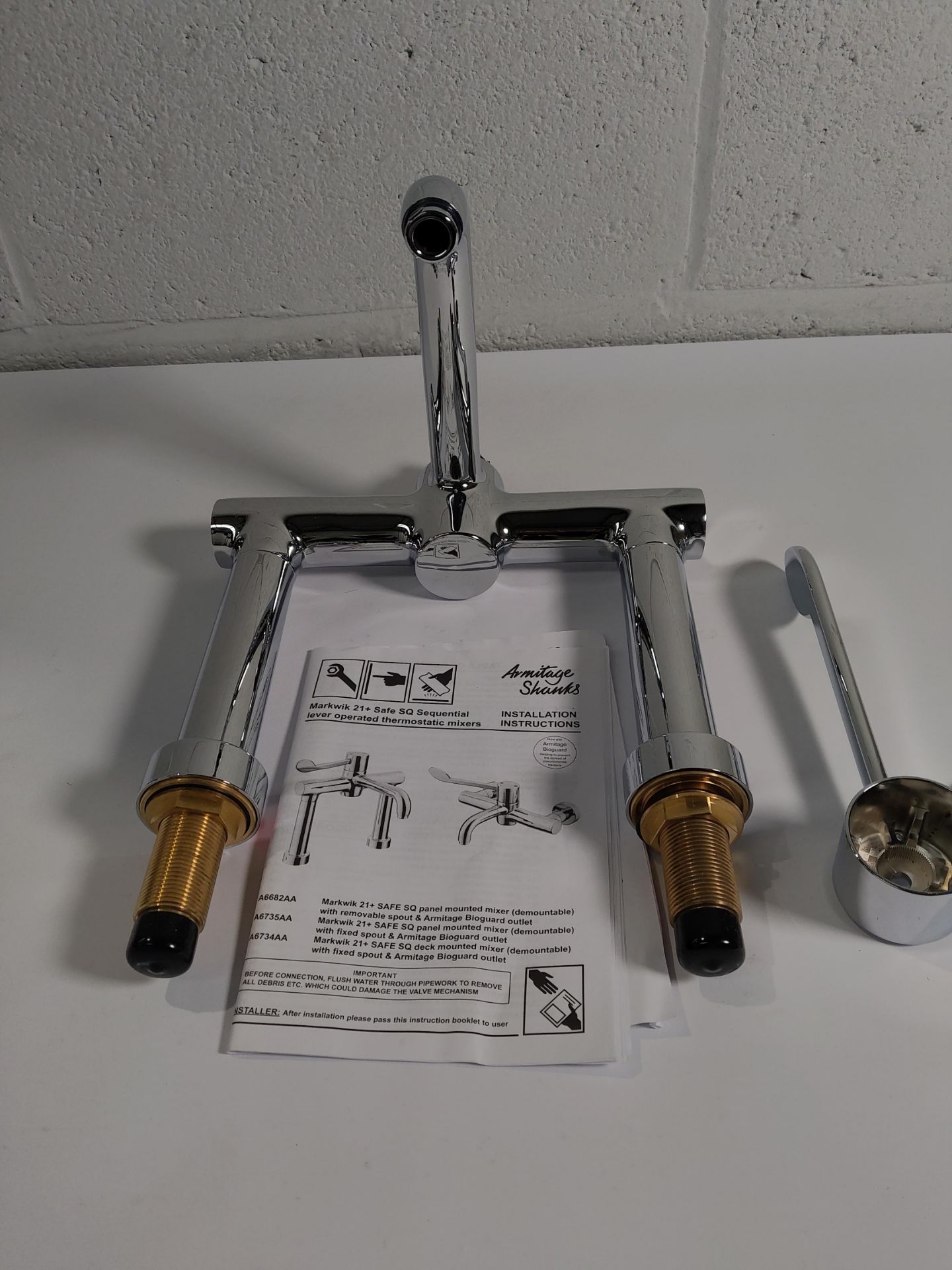 Armitage Shanks Markwik 21+ Panel Mounted Thermostatic Basin Mixer Tap (no original packaging).