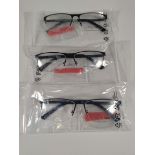 Three pairs of William Morris glasses frames to include Earl 1 c9531 - 58 - 17 - 145, Earl 1 c6031 -