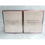 Two as new Estée Lauder Beautiful Magnolia 50ml EDP, sealed.