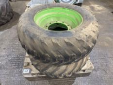Pair 400/55-22.5 wheels and tyres with 10 stud centres