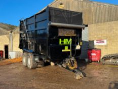 2010 HM Trailers 18t trailer with silage sides, hydraulic tailgate, grain chute, Transcover agri cov