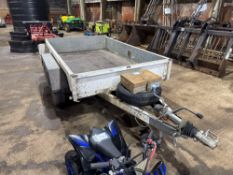 Car trailer 2.6m x 1.6m twin axle on 165/80R13 wheels and tyres ​​​​​​​NB: No VAT on this lot