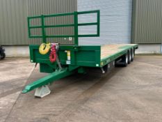 2017 Bailey 32ft tri-axle flat bed trailer, strap box, air brakes, WABCO LSV, sprung drawbar on Doub