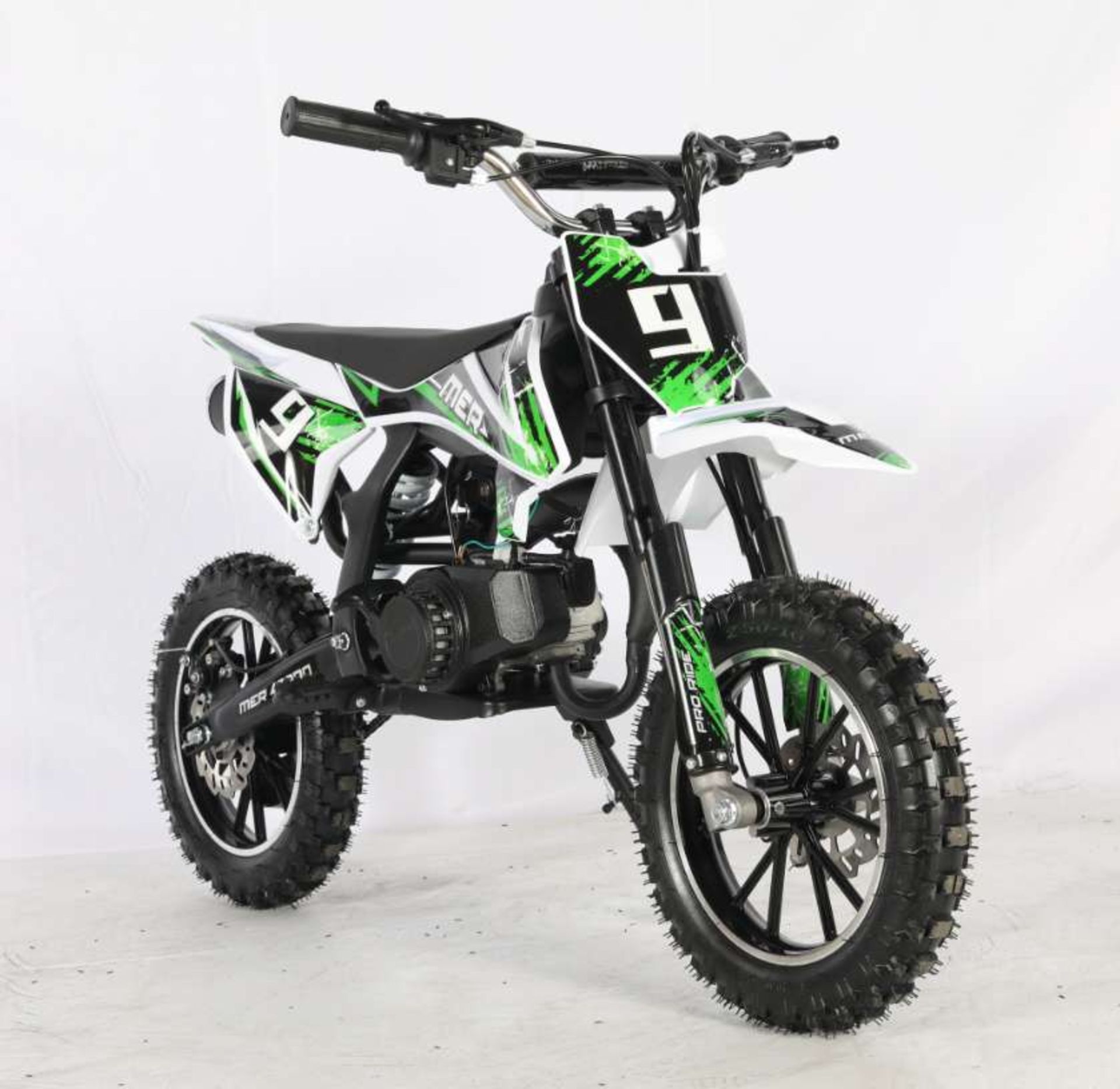 NEW CRATED 49CC PIT BIKE, 2 STROKE, AIR COOLED, F&R DISC BRAKE, UPSIDE DOWN FORK