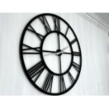 HUGE BLACK METAL 1.2M DIAMETER WALL CLOCK
