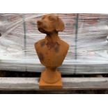 HEAVY RUSTY CAST IRON BEAGLE BUST