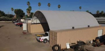 NEW STEEL CRATED 10M X 12M CONTAINER SHELTER, (SOLD OFF SITE - PRESTON)