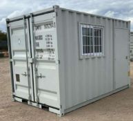 9FT OFFICE / WORKSHOP / STORAGE CONTAINER C/W PEDESTRIAN DOOR & SLIDING WINDOW