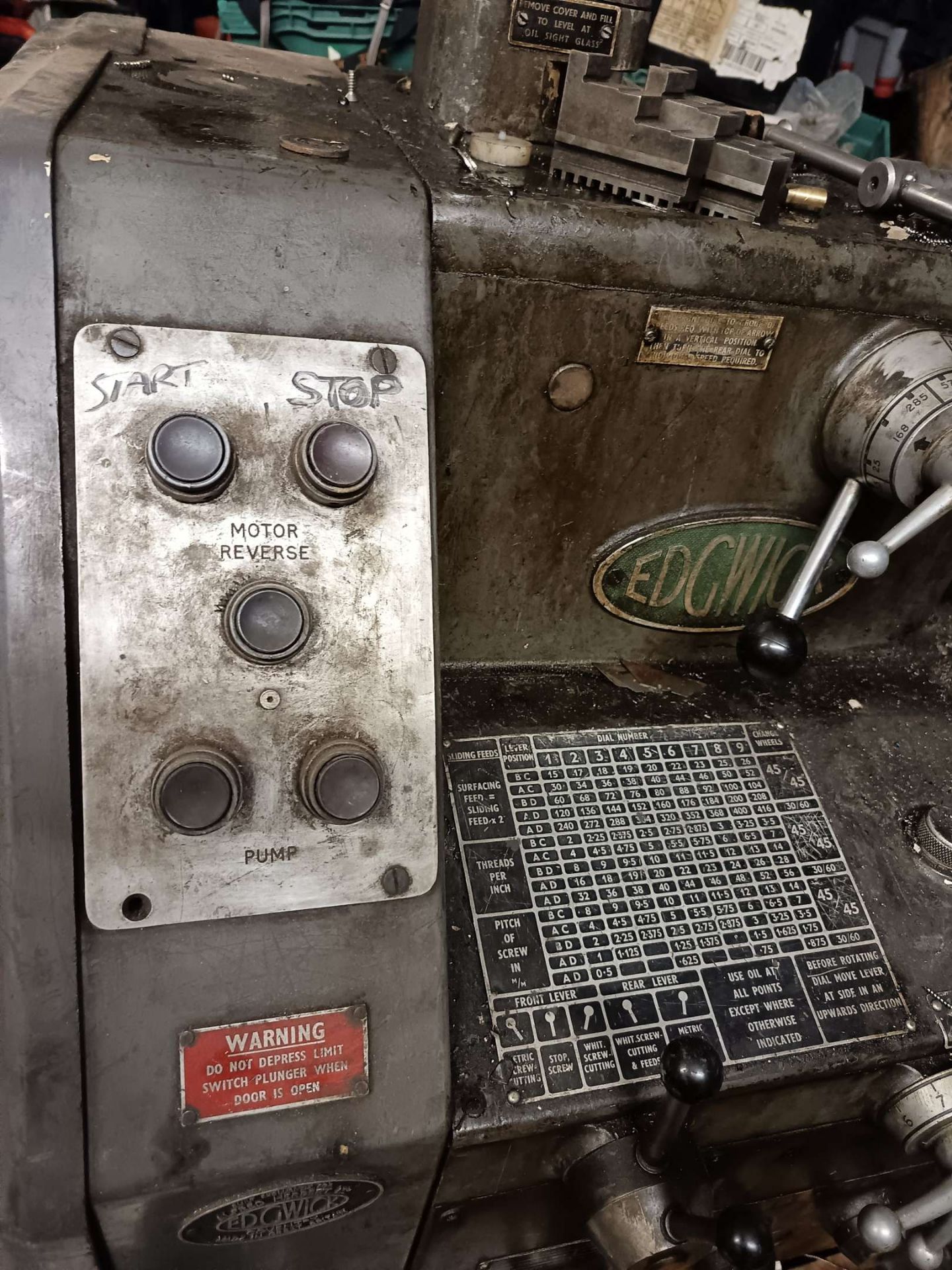 EDGWICK TOOL ROOM LATHE c/w 3+4 JAW CHUCKS (SOLD OFF SITE - BIRMINGHAM) - Image 2 of 5