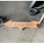 HEAVY LARGE CAST IRON PARKING SIGN