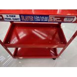 NEW HEAVY DUTY METAL 3TIER ROLLING TOOL CART WITH HANDLE ON BRAKED WHEELS