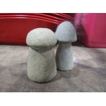 PAIR OF SMALL NATURAL STONE MUSHROOMS