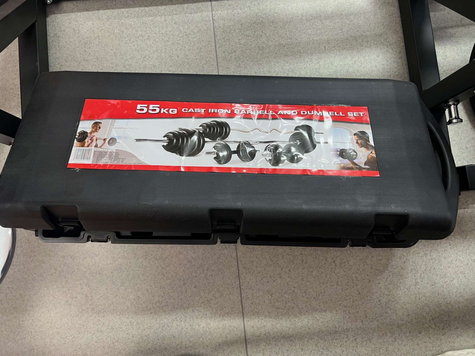 NEW BOXED 55KG BARBELL AND DUMBELL SET - Image 2 of 2